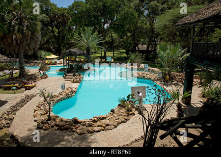 Swimmingpool, Sarova Shaba Game Lodge, Shaba National Reserve, Kenia Stockfoto
