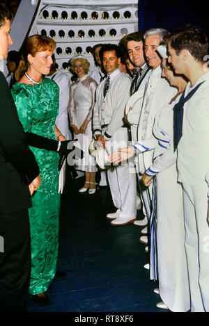 Sarah Ferguson, Herzogin von York bei der Premiere des Anything Goes von Cole Porter. Prince Edward Theatre, London. 1989 Stockfoto