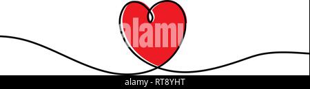 Kontinuierliche eine Linie Zeichnen von rotes Herz auf weißem Hintergrund. Vector Illustration Stock Vektor