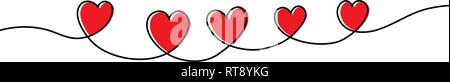 Kontinuierliche eine Linie Zeichnen von rotes Herz auf weißem Hintergrund. Vector Illustration Stock Vektor