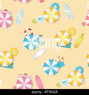 Nahtlose Muster Sommerurlaub am Strand Vektor-illustration EPS 10. Stock Vektor