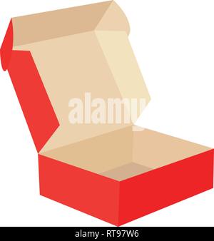 Rot Karton open box auf weißem Hintergrund Stock Vektor