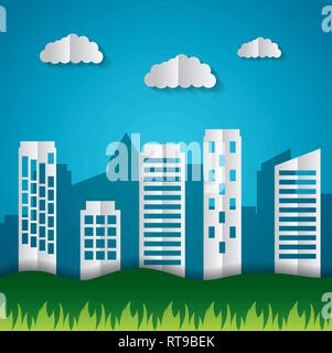 Papier origami Stadtbild Stock Vektor