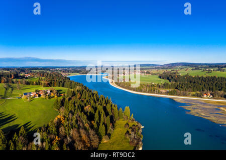 Deutschland, Bayern, Ostallgäu, Füssen, Prem, Luftaufnahme von Lech Behälter Stockfoto