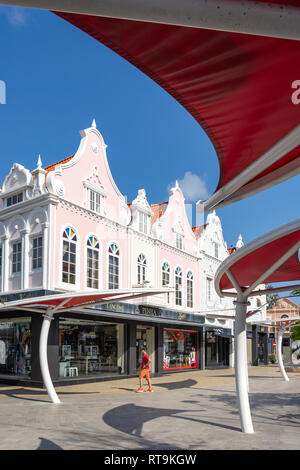 Plaza Daniel Leo mit niederländischen Gebäuden im Kolonialstil, Oranjestad, Aruba, ABC-Inseln, Leeward Antillen, Karibik Stockfoto