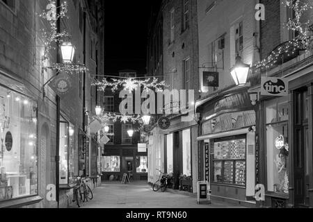 Weihnachtsbeleuchtung in Rose Crescent Cambridge England Stockfoto