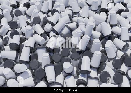 Haufen der Leere zu gehen Kaffee Tassen schwarz weiß Stockfoto