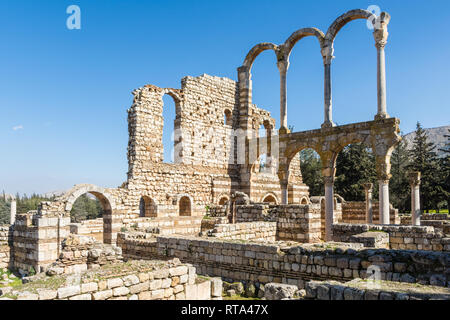 Der große Palast, Ruinen des 8. Jahrhunderts Umayyaden Stadt in Anjar, Libanon Stockfoto
