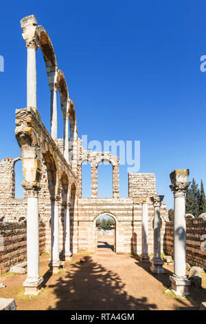 Der große Palast, Ruinen des 8. Jahrhunderts Umayyaden Stadt in Anjar, Libanon Stockfoto