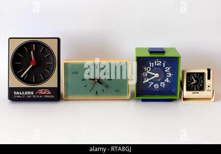 Set von Vintage-Wecker aus den sechziger und siebziger Jahren Stockfoto