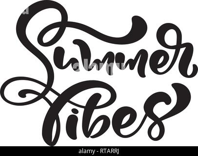 Kalligraphie Schrift phrase Sommer vibes. Vektor Hand gezeichnet Isolierte Text. Skizze doodle Design für Grußkarten, Scrapbook, Drucken Stock Vektor