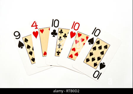 Poker Hand Drei einer Art Stockfoto