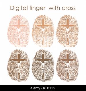 Digitale Finger mit Kreuz Stock Vektor