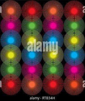 Bunte Sonnenschirm auf schwarzem Hintergrund Stock Vektor