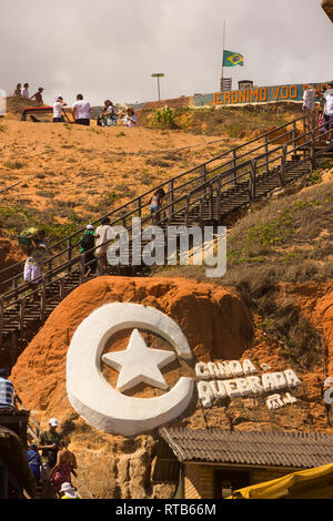 FORTALEZA, Brasilien - Januar 2014: Canoa Quebrada Beach, Fortaleza, Ceara, Brasilien Stockfoto