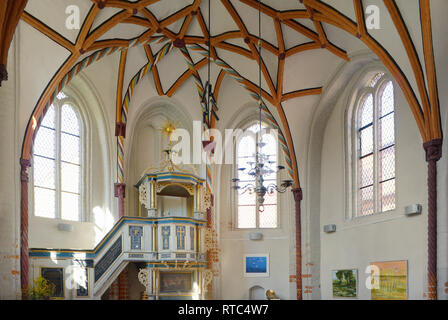 Siechenhauskapelle Kapelle, malerischen und schönen Siechenstrasse Straße, Neuruppin, Brandenburg, Deutschland, Europa Stockfoto