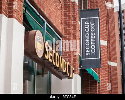 OTTAWA, Kanada - 11. NOVEMBER 2018: Die zweite Tasse Kaffee Logo Vor Ihren lokalen Cafe in der Innenstadt von Ottawa, Ontario. Zweite Tasse Kaffee ist eine kanadische c Stockfoto