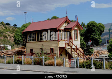 Erhaltene signal" im Hafen von Lyttleton, Banken Halbinsel, Christchurch, Neuseeland. Es ws an seinen heutigen Standort in 1994 verlegt. Stockfoto