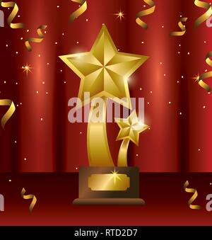 Sterne Preis mit Konfetti zu Sieger Feier Stock Vektor