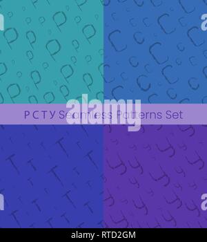 Kyrillische Buchstaben nahtlose Muster eingestellt. Alphabet bunt Vector Illustration. Vector EPS 8. Stock Vektor