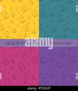 Kyrillische Buchstaben nahtlose Muster eingestellt. Alphabet bunt Vector Illustration. Vector EPS 8. Stock Vektor