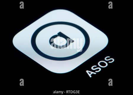 Eine Nahaufnahme der ASOS App Symbol, wie auf dem Bildschirm eines Smartphones (nur redaktionelle Nutzung) Stockfoto