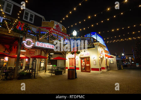San Fancisco, Kalifornien, Vereinigte Staaten - 16 November 2018: Pier 39 in Downtown City bei Nacht. Stockfoto