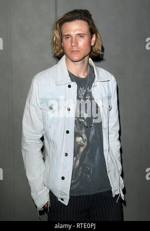 London, Marylebone Hotel, UK. 28 Feb, 2019. McFly's Dougie Poynter an der Produkteinführung Partei für neue Kleidung Linie von 'Emma Willis für die Nächste' an der Marylebone Hotel. Credit: SOPA Images/ZUMA Draht/Alamy leben Nachrichten Stockfoto