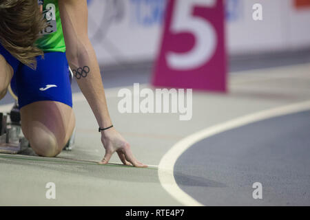 Glasgow, UK. 01 Mär, 2019. Glasgow, Schottland - 1. März 2019: Während der 1. Tag der Europäischen Indoor Leichtathletik WM im Emirates Stadion in Glasgow, Schottland. (Quelle: Scottish Borders, Medien/Alamy leben Nachrichten Stockfoto