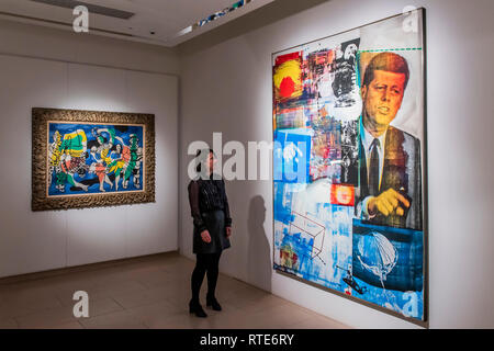 Christie's King Street, London, UK. 1. Mär 2019. Robert Rauschenberg, Buffalo II, 1964 est in der Region von $ 50 m - Christie's präsentiert eine Ausstellung mit Werken von seiner bevorstehenden der Nachkriegszeit und Zeitgenössische Kunst Auktion, die am 6. März findet bei Christie's King Street nehmen. Credit: Guy Bell/Alamy leben Nachrichten Stockfoto