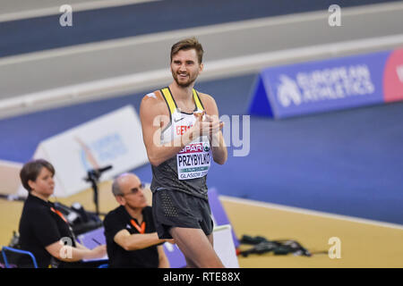 Glasgow, UK. 01 Mär, 2019. in der Männer Hochsprung qualifizieren (A, B) während der Europäischen Leichtathletik Indoor Championships Glasgow 2019 im Emirates Stadion am Freitag, den 01. März 2019. GLASGOW SCHOTTLAND. (Nur redaktionelle Nutzung, eine Lizenz für die gewerbliche Nutzung erforderlich. Keine Verwendung in Wetten, Spiele oder einer einzelnen Verein/Liga/player Publikationen.) Credit: Taka G Wu/Alamy News Credit: Taka Wu/Alamy leben Nachrichten Stockfoto