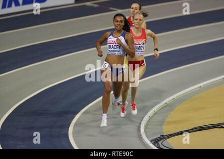 Glasgow, UK. 01 Mär, 2019. Adele Tracey in ihrer Hitze von 800 m der Frauen bei der Hallen Leichtathletik WM 2019 Credit: Ben Stand/Alamy leben Nachrichten Stockfoto