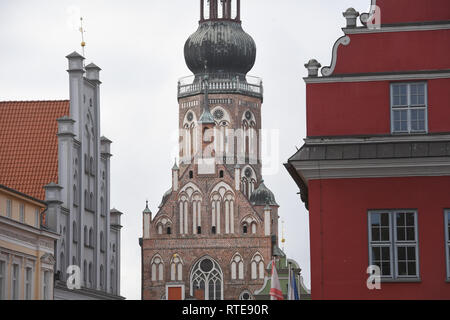 Greifswald, Deutschland. 01 Mär, 2019. Die evangelische Dom St. Nikolai in Greifswald. Greifswald ist der Sitz des Bischofs, wie sie im Sprengel Mecklenburg und Pommern. Der neue Bischof im Bezirk ist der Rostocker ökumenischen Pastor Jeremias. Quelle: Stefan Sauer/dpa/Alamy leben Nachrichten Stockfoto