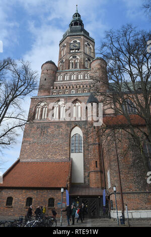 Greifswald, Deutschland. 01 Mär, 2019. Die evangelische Dom St. Nikolai in Greifswald. Greifswald ist der Sitz des Bischofs, wie sie im Sprengel Mecklenburg und Pommern. Quelle: Stefan Sauer/dpa/Alamy leben Nachrichten Stockfoto