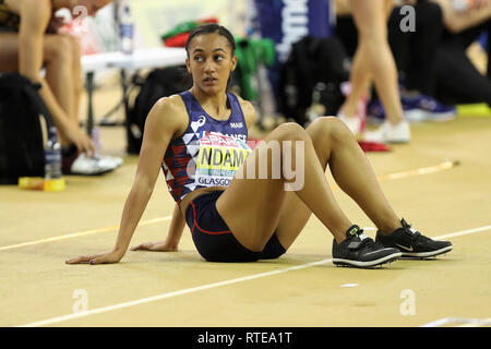 Glasgow, Schottland, Großbritannien. 1. März, 2019. Solene Ndama Frankreichs während der Europäischen Leichtathletik Indoor Championships 2019 in Glasgow am 1. März 2019 im Emirates Stadion in Glasgow, Schottland - Foto Laurent Lairys/DPPI Credit: Laurent Lairys/Agence Locevaphotos/Alamy leben Nachrichten Stockfoto