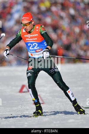 Seefeld, Österreich. 28 Feb, 2019. Langlauf, Weltmeisterschaft, Nordische Kombination, Normal Hill, individuell. Eric Frenzel aus Deutschland auf der Strecke. Credit: Hendrik Schmidt/dpa-Zentralbild/ZB/dpa/Alamy leben Nachrichten Stockfoto