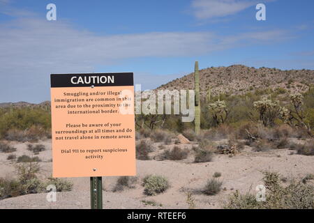 Quitobaquito Feuchtgebiet und Feder, der Heimat von zwei gefährdete Arten, Organ Pipe Cactus National Monument, entlang der internationalen Grenze mit Mexiko. Stockfoto