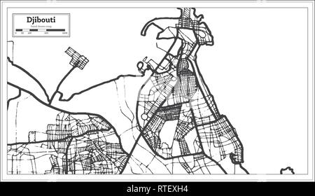 Dschibuti Stadtplan im Retro-stil. Übersichtskarte. Vector Illustration. Stock Vektor