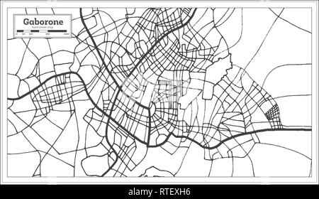 Gaborone Botswana Stadtplan im Retro-stil. Übersichtskarte. Vector Illustration. Stock Vektor