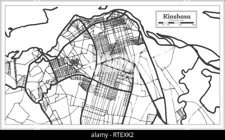 Kinshasa Demokratische Republik Kongo Stadtplan im Retro-stil. Übersichtskarte. Vector Illustration. Stock Vektor