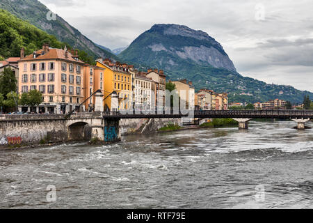 St. Laurent zu überbrücken, Isere Fluss, Grenoble, Rhône-Alpes Region, Departement Isere, Frankreich Stockfoto