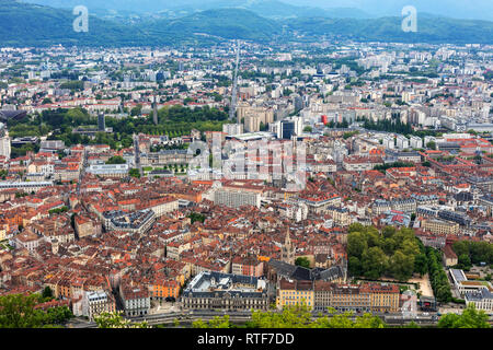 Blick von la Bastille, Grenoble, Rhône-Alpes Region, Departement Isere, Frankreich Stockfoto