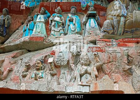 Rock Skulpturen, Grotten von Hanau, Provinz Chongqing, China Stockfoto