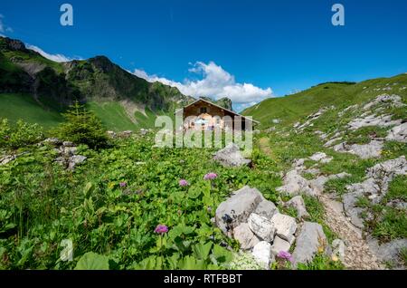 Alm am Schrecksee, Allgäuer Alpen, Allgäu, Bayern, Deutschland Stockfoto