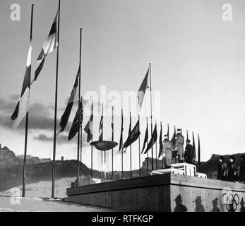 Cortina, Olympische Spiele, Preisverleihung, 1956 Stockfoto