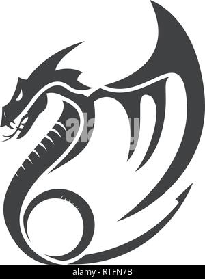 Flache einfache Drachen Vektorgrafiken Logo Designs Stock Vektor