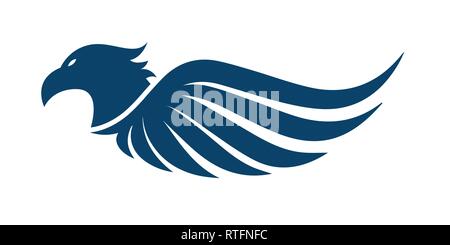 Flache eagle Head mit Flügeln vektor Icon Design Stock Vektor