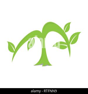 M schreiben Ökologie Natur element Vektor icon. Schriftzug Symbol vektor Logo Design Stock Vektor