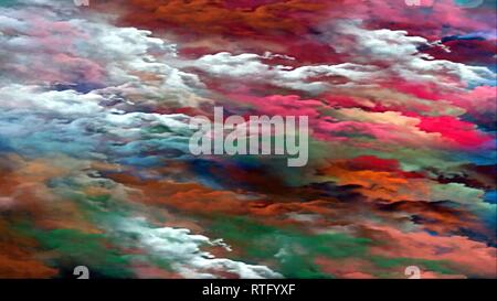 Zusammenfassung Hintergrund verschwommen Farbige psychedelischen bewölkt smoky Textur. Stockfoto