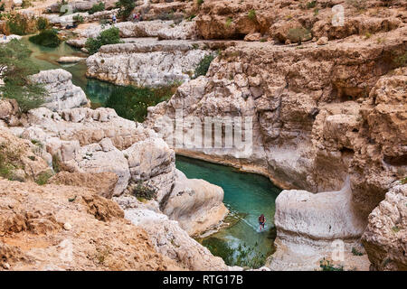 Sultanat von Oman, Governatorats des Ash Sharqiyah, Wadi ash Shab Stockfoto